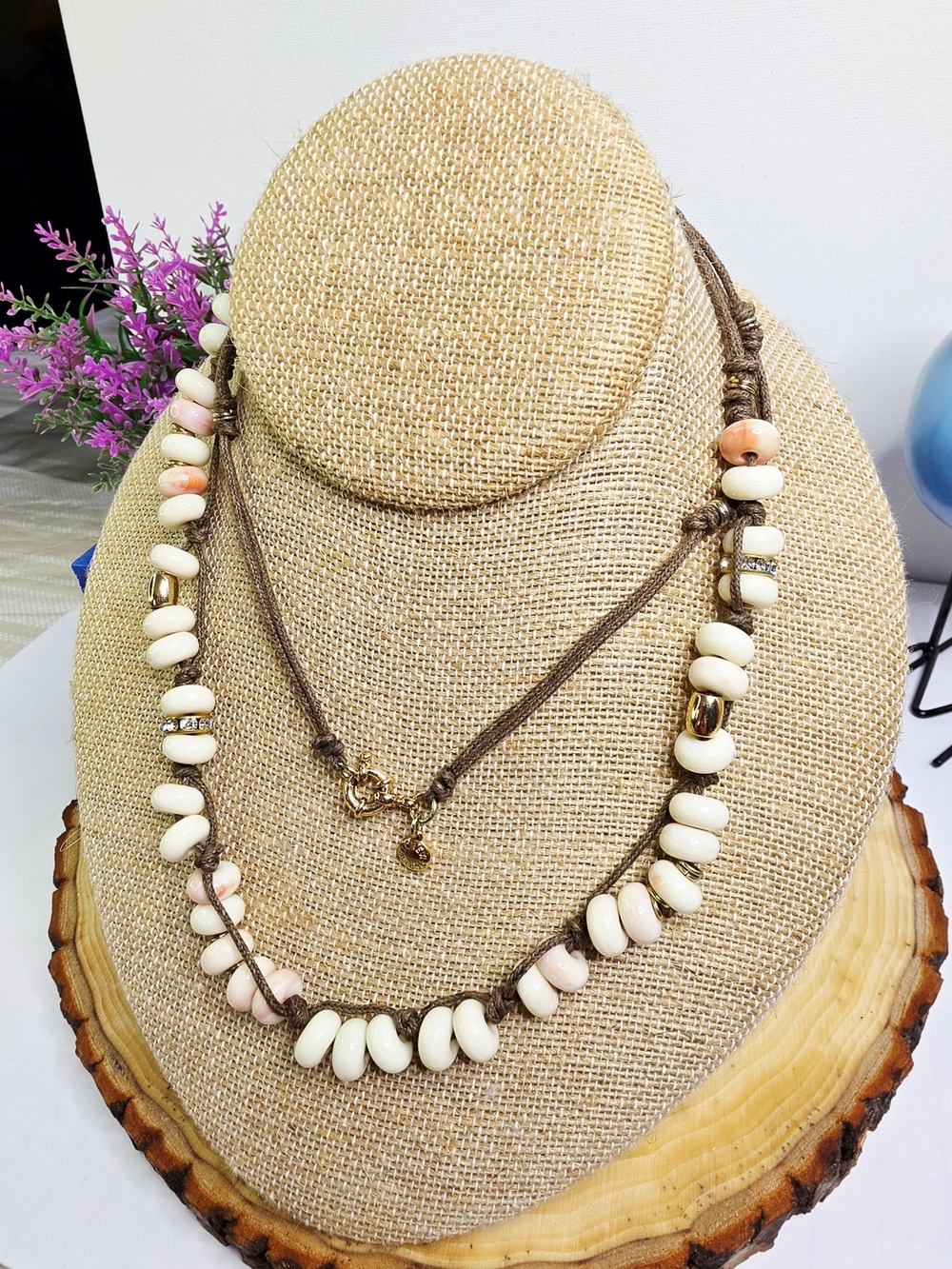 J. Crew Shell Bead Brown Cord Necklace - Picture 2 of 10